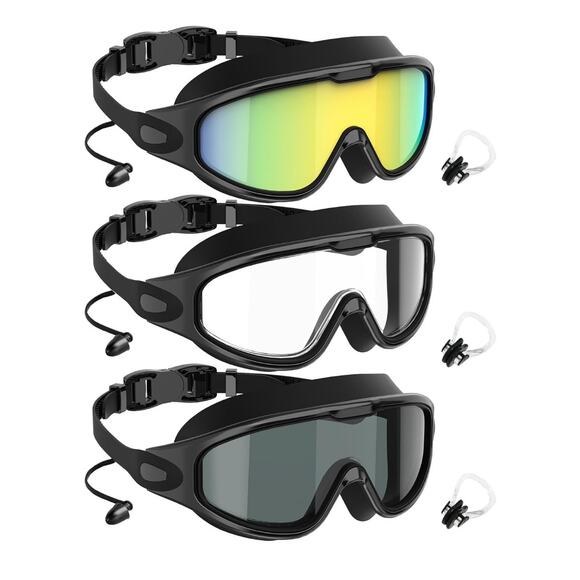 3pk Pro Goggles Swimming Adult Swim-Goggles UV400 Protection Anti Fog No Leak - Picture 1 of 6